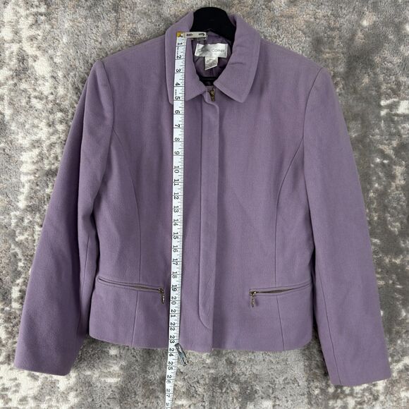 Casual Corner Sz 10 Wool Blend Casual Full Zip Jacket Purple Long Sleeve Outdoor - Picture 2 of 9